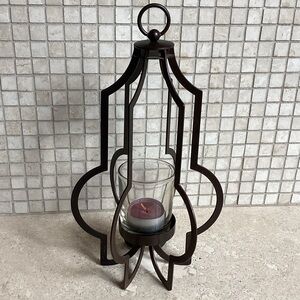 PARTYLITE HANGING METAL TEA LIGHT HOLDER ANTIQUE BRONZE 10” TALL